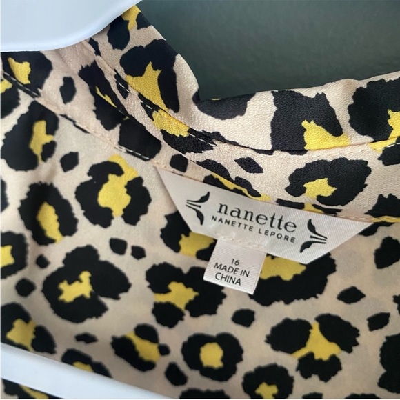 Nanette Lepore Leopard Collard Dress Size 16 🤎💛🖤 - Picture 3 of 4